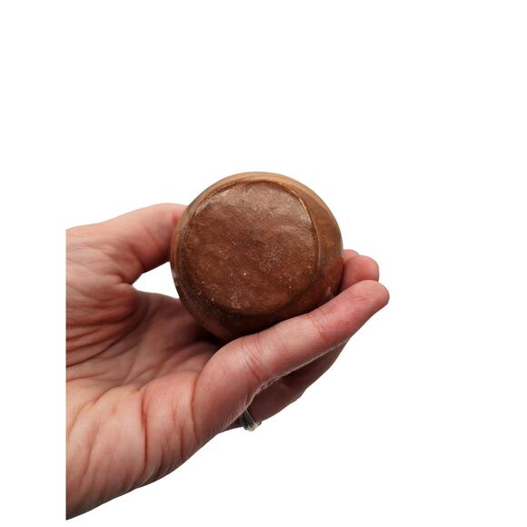 Vintage Native American Miniature Puttery Pitcher MCM Brown Tan Leaves - Picture 5 of 6